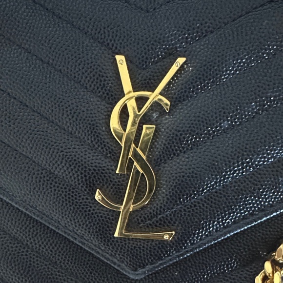 Yves Saint Laurent Black Clutch with Gold Chain - Picture 2 of 11